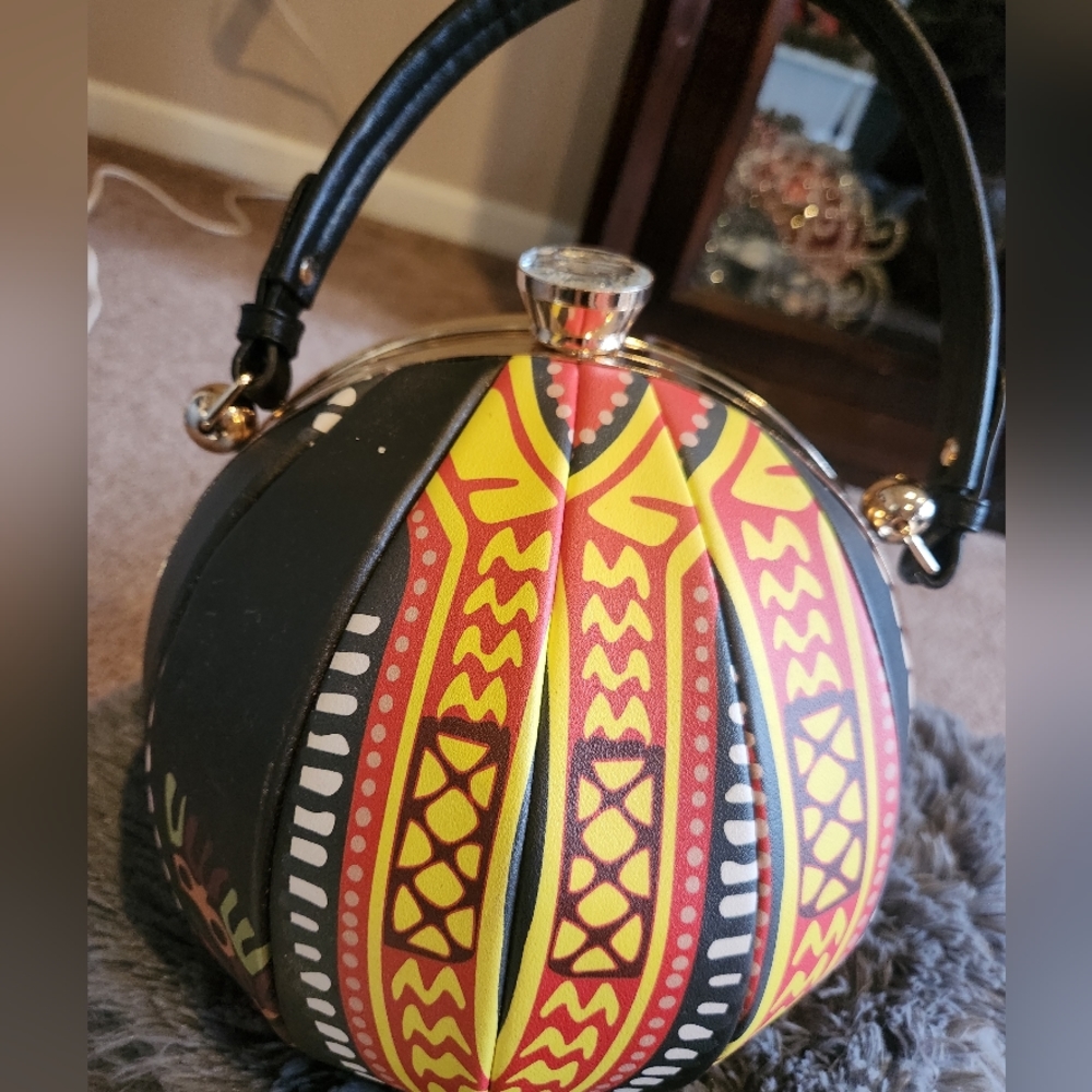 Tribal print bowling bag round purse